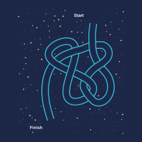 Loop knot maze in Neon on a night sky