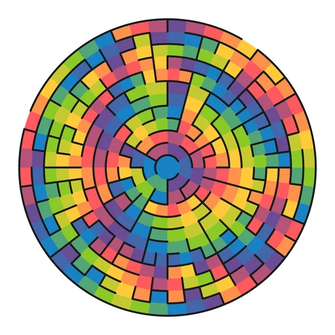 Round maze in the Rainbow Rings look